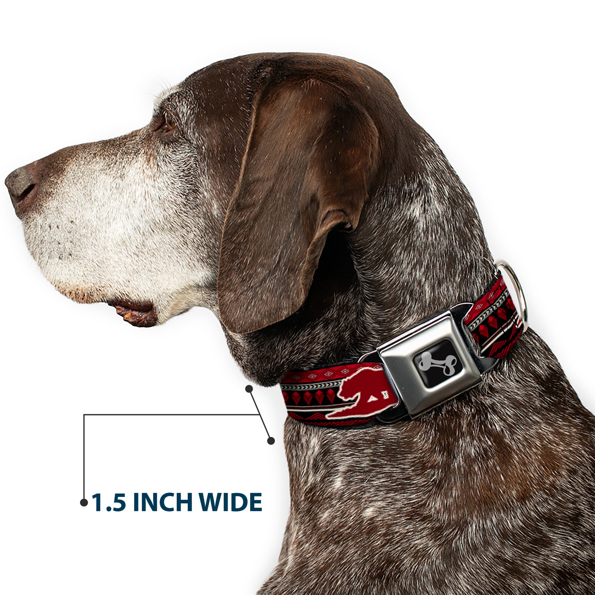 Dog Bone Seatbelt Buckle Collar - Cali Bear/Aztec4 Black/Dark Reds/Cream Seatbelt Buckle Collars Buckle-Down