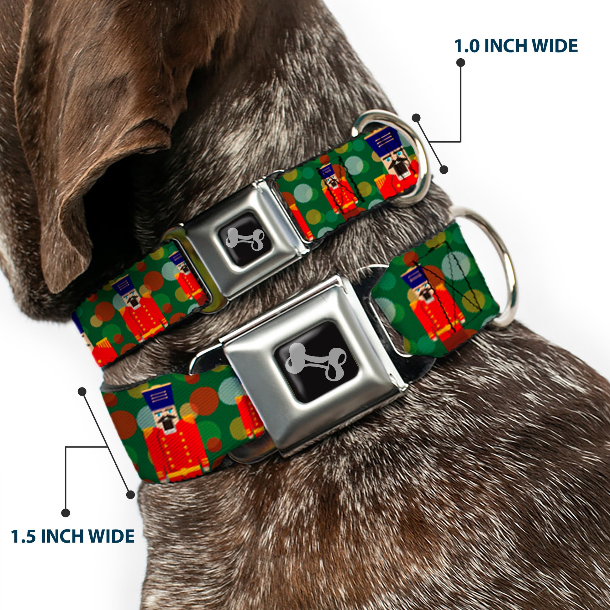 Dog Bone Seatbelt Buckle Collar - Christmas Nutcracker/Polka Dots Greens/Gold/Red Seatbelt Buckle Collars Buckle-Down