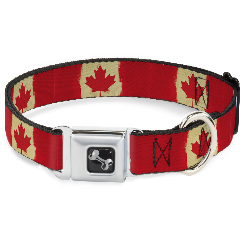 Dog Bone Seatbelt Buckle Collar - Canada Flag Painted Seatbelt Buckle Collars Buckle-Down