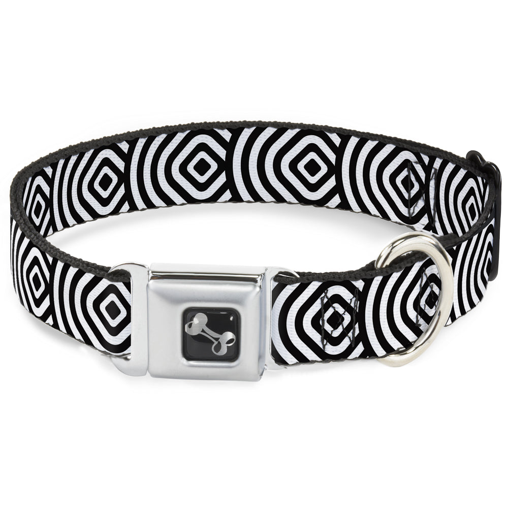 Dog Bone Seatbelt Buckle Collar - Square Target White/Black Seatbelt Buckle Collars Buckle-Down