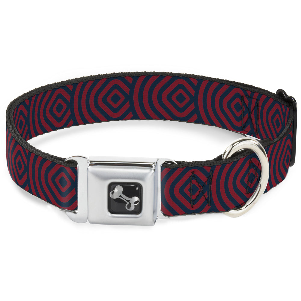 Dog Bone Seatbelt Buckle Collar - Square Target Red/Navy Seatbelt Buckle Collars Buckle-Down