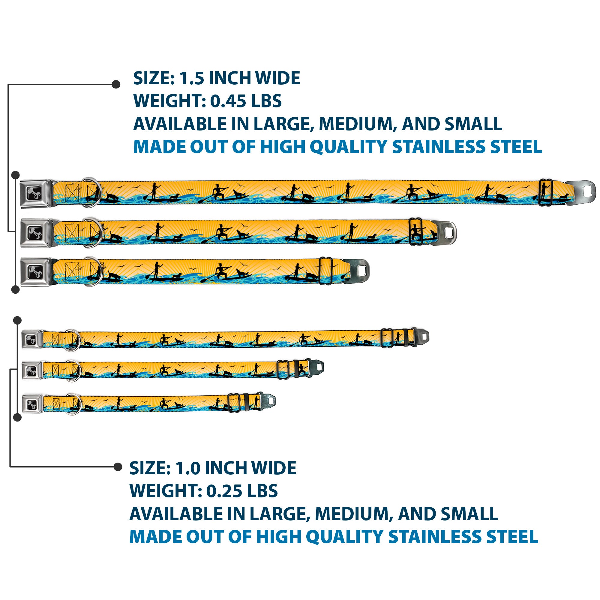 Dog Bone Seatbelt Buckle Collar - SUP w/Dog Yellows/Blues/Black Seatbelt Buckle Collars Buckle-Down
