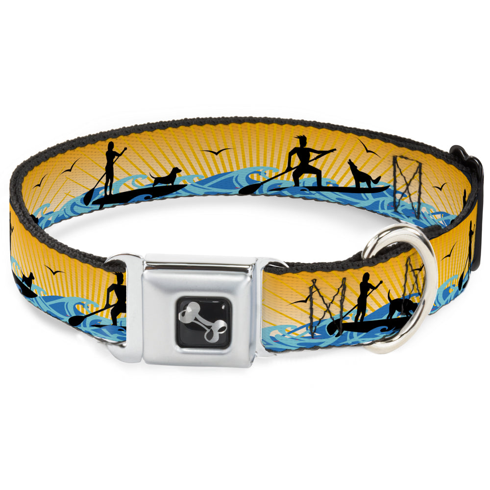Dog Bone Seatbelt Buckle Collar - SUP w/Dog Yellows/Blues/Black Seatbelt Buckle Collars Buckle-Down