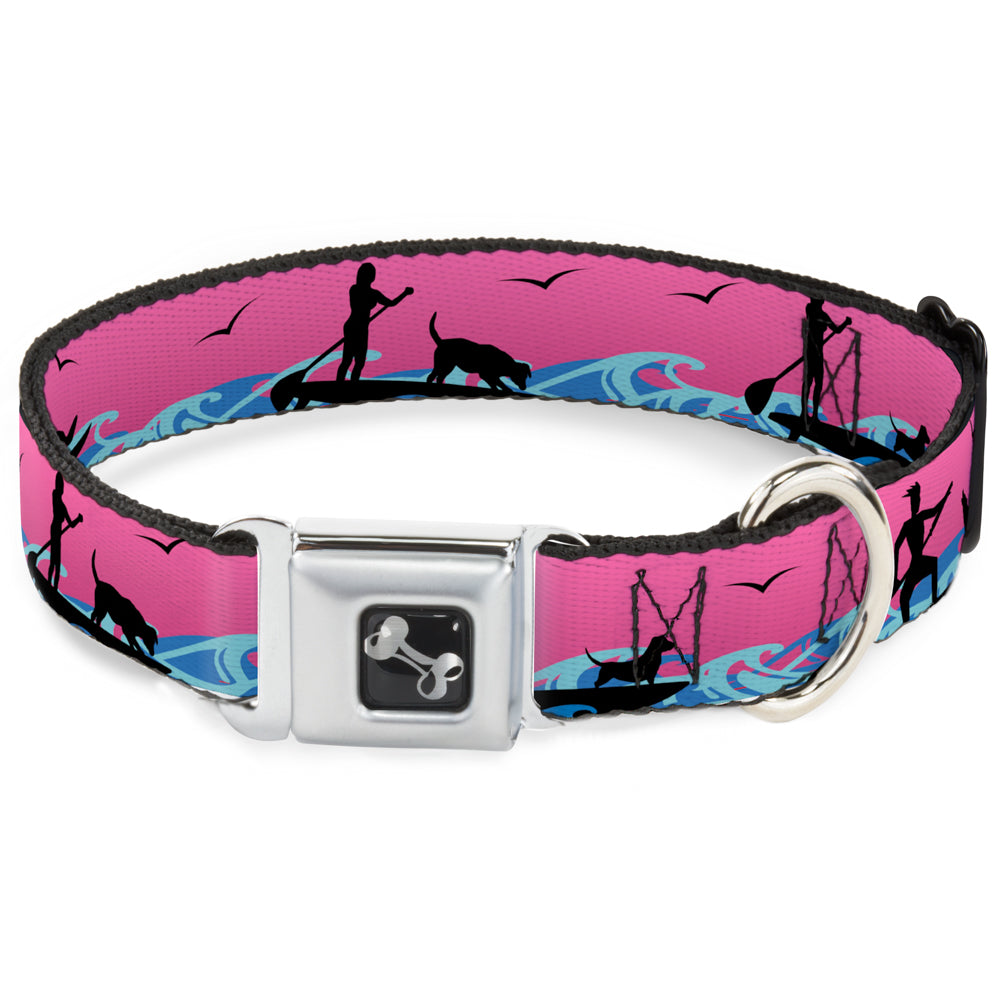 Dog Bone Seatbelt Buckle Collar - SUP w/Dog Pink/Blues/Black Seatbelt Buckle Collars Buckle-Down