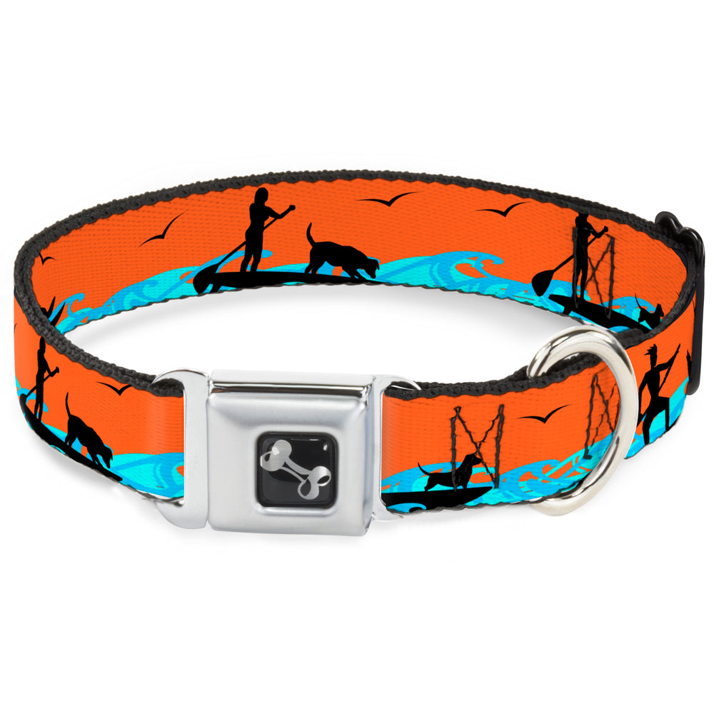 Dog Bone Seatbelt Buckle Collar - SUP w/Dog Neon Orange/Blues/Black Seatbelt Buckle Collars Buckle-Down