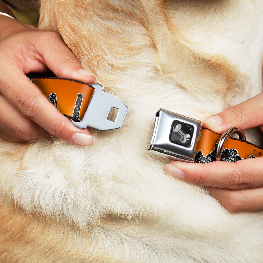 Dog Bone Seatbelt Buckle Collar - San Francisco Vivid Skyline Orange Fade/Black Seatbelt Buckle Collars Buckle-Down