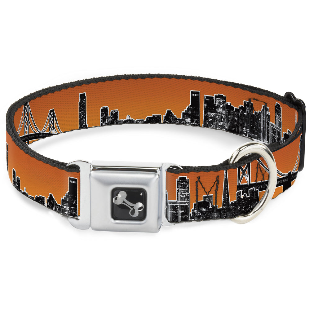 Dog Bone Seatbelt Buckle Collar - San Francisco Vivid Skyline Orange Fade/Black Seatbelt Buckle Collars Buckle-Down