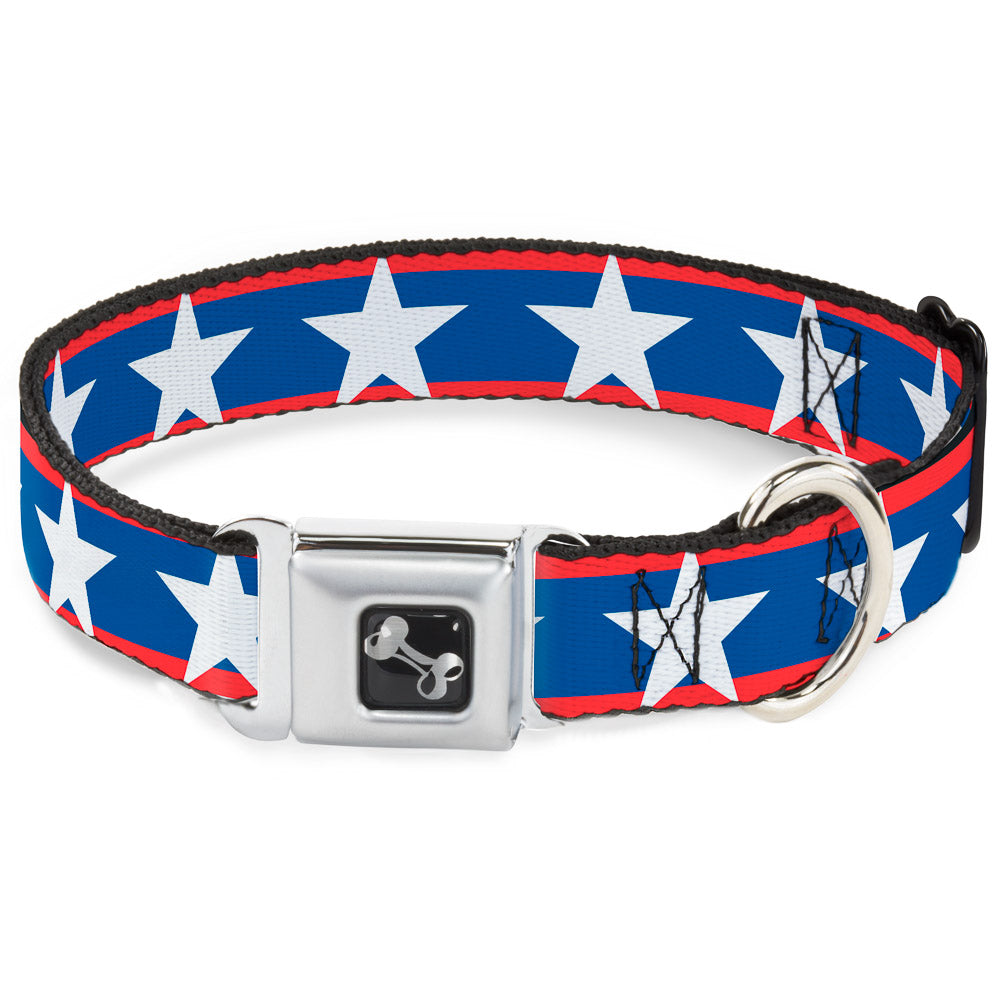 Dog Bone Seatbelt Buckle Collar - Stars/Stripes Red/Blue/White Seatbelt Buckle Collars Buckle-Down
