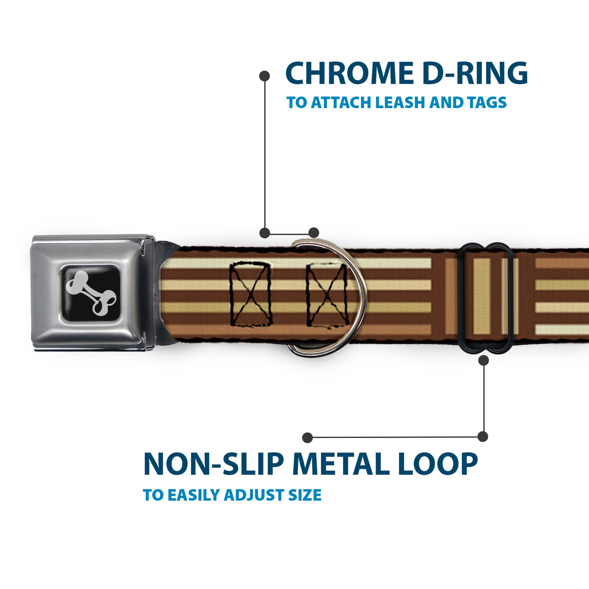 Dog Bone Seatbelt Buckle Collar - Stripe Blocks Browns Seatbelt Buckle Collars Buckle-Down