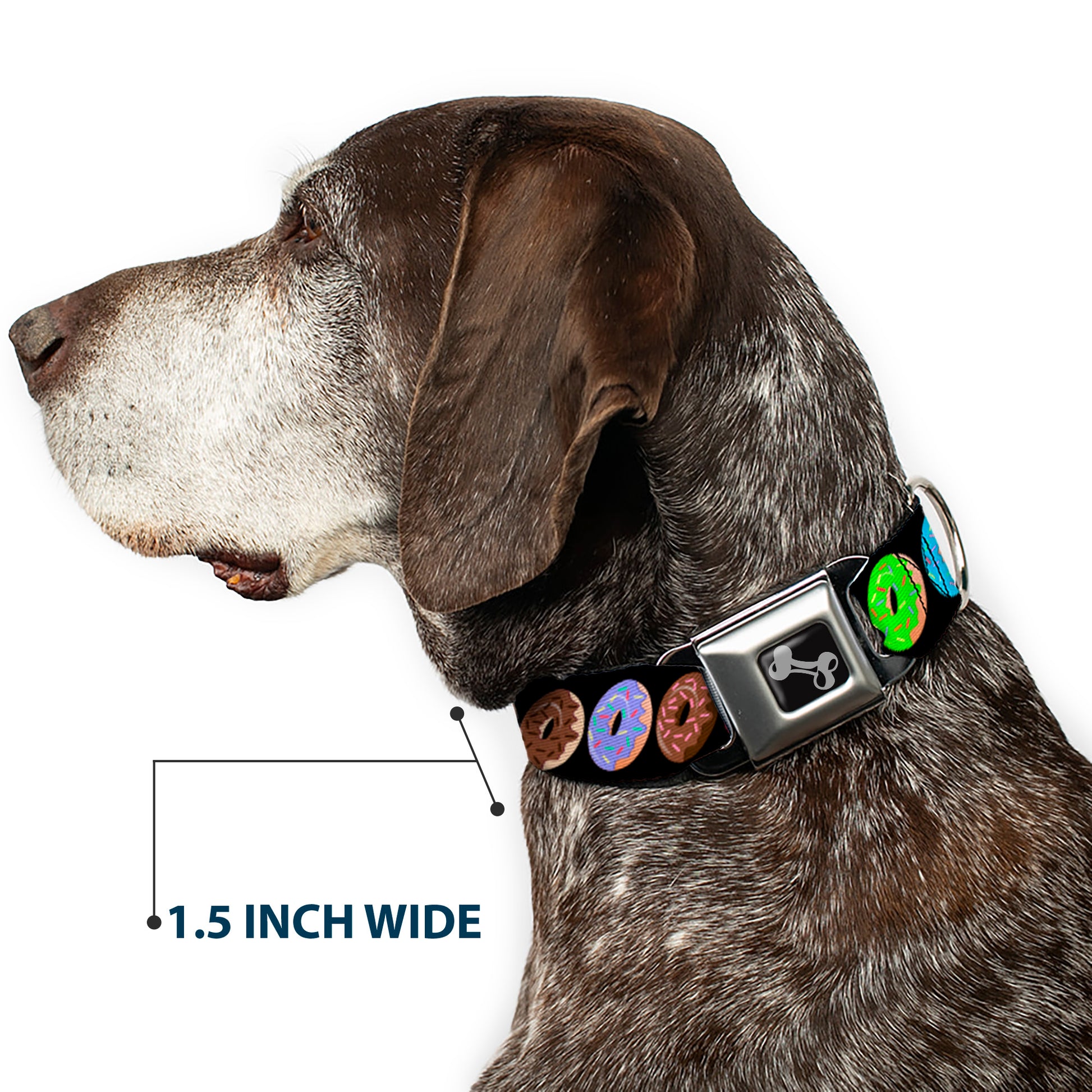 Dog Bone Seatbelt Buckle Collar - Sprinkle Donuts Black/Multi Color Seatbelt Buckle Collars Buckle-Down