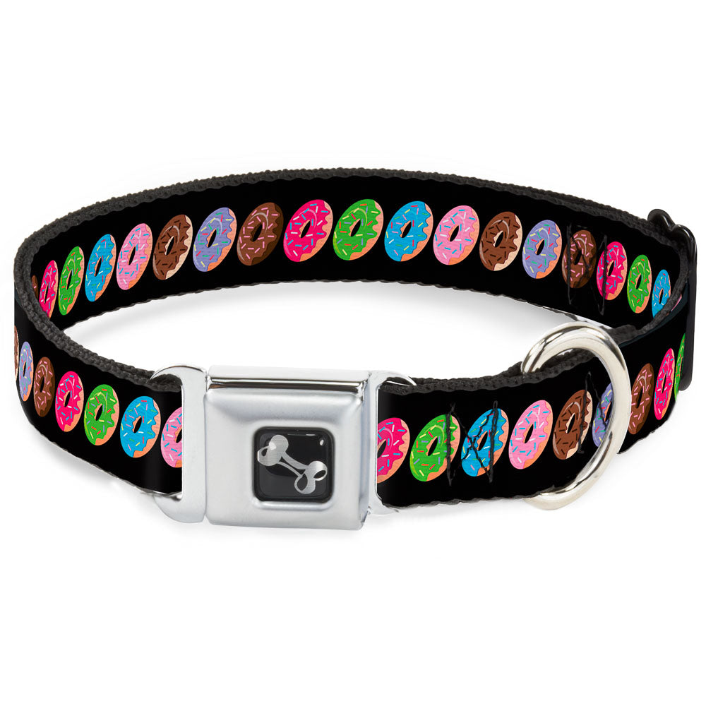 Dog Bone Seatbelt Buckle Collar - Sprinkle Donuts Black/Multi Color Seatbelt Buckle Collars Buckle-Down