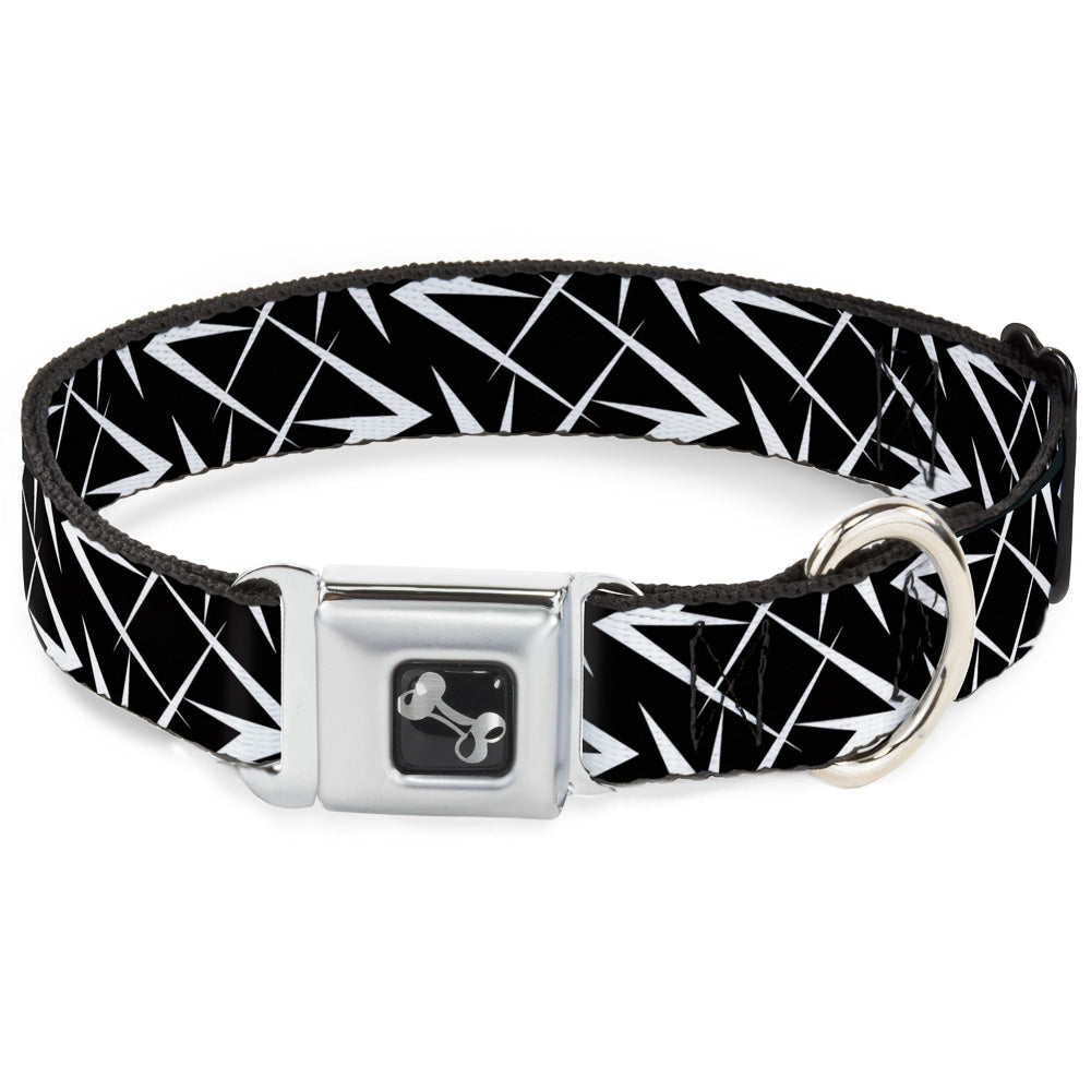 Dog Bone Seatbelt Buckle Collar - Spikes Scattered Black/White Seatbelt Buckle Collars Buckle-Down