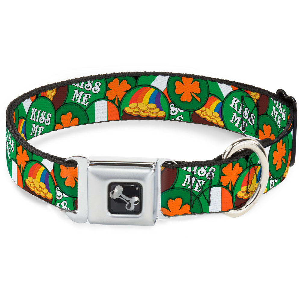Dog Bone Seatbelt Buckle Collar - St. Pat's 4-Buttons Stacked Seatbelt Buckle Collars Buckle-Down