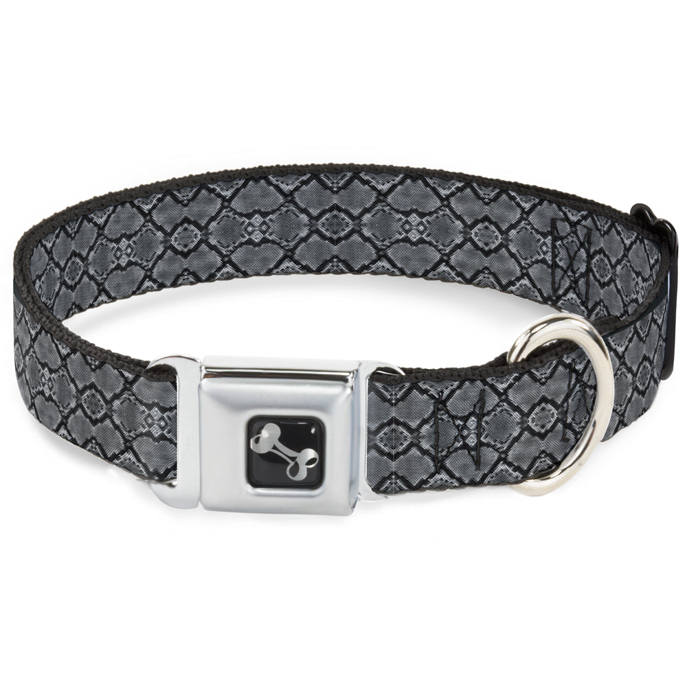 Dog Bone Seatbelt Buckle Collar - Snake Skin 3 Charcoal/Black Seatbelt Buckle Collars Buckle-Down