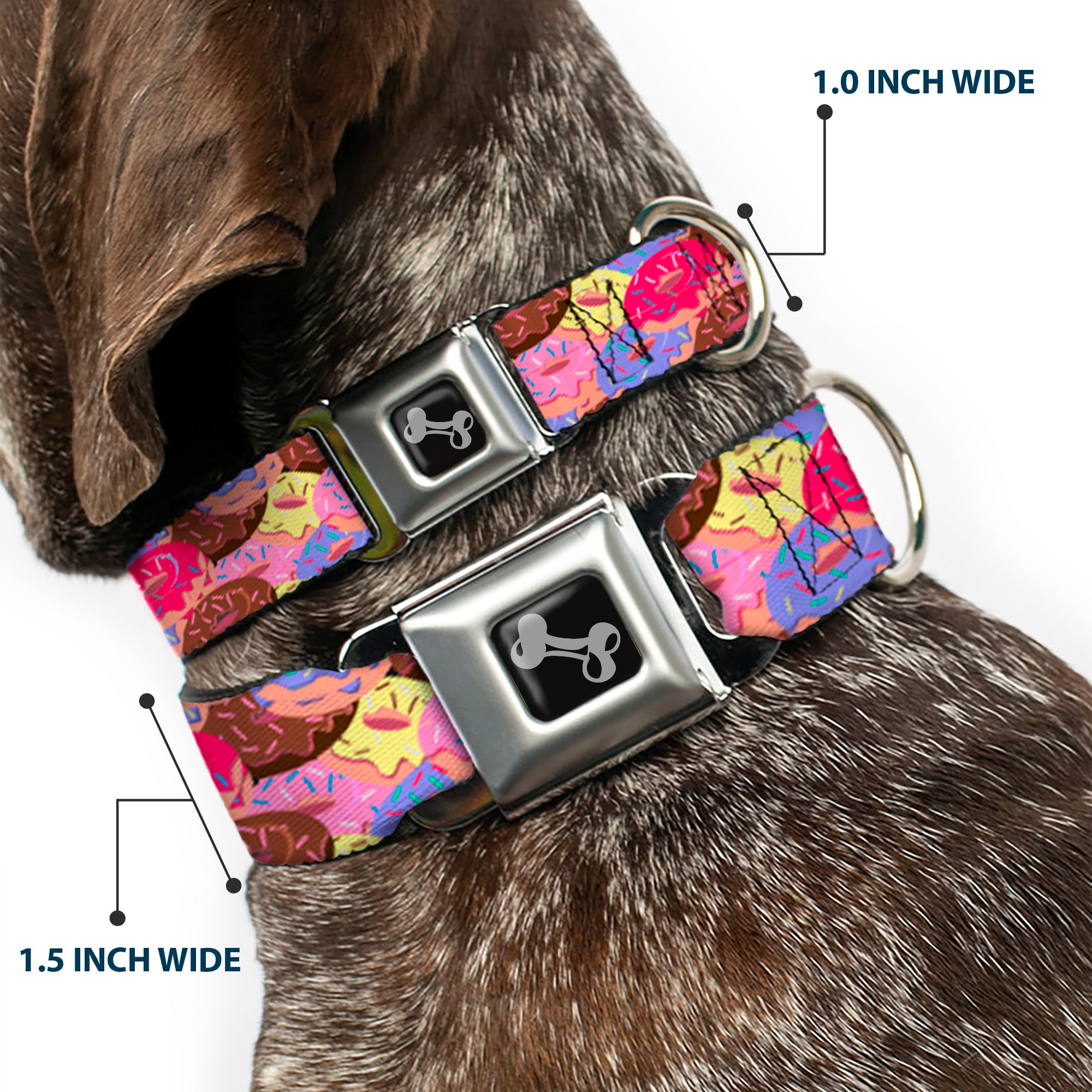 Dog Bone Seatbelt Buckle Collar - Sprinkle Donuts Stacked Multi Color Seatbelt Buckle Collars Buckle-Down
