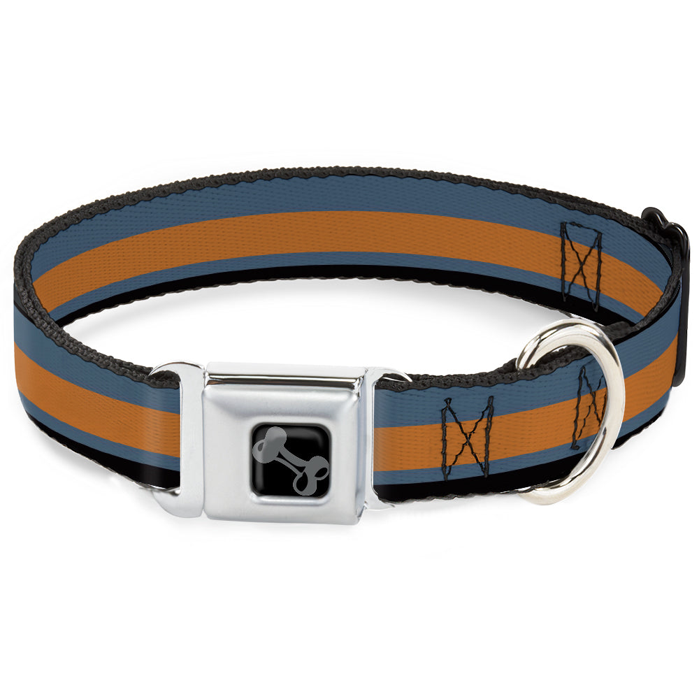 Dog Bone Black/Silver Seatbelt Buckle Collar - Stripes Black/Steel Blue/Orange Seatbelt Buckle Collars Buckle-Down