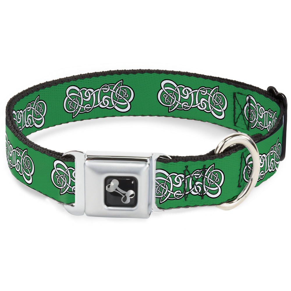 Dog Bone Seatbelt Buckle Collar - Celtic Knot2 Greens/Black/White Seatbelt Buckle Collars Buckle-Down