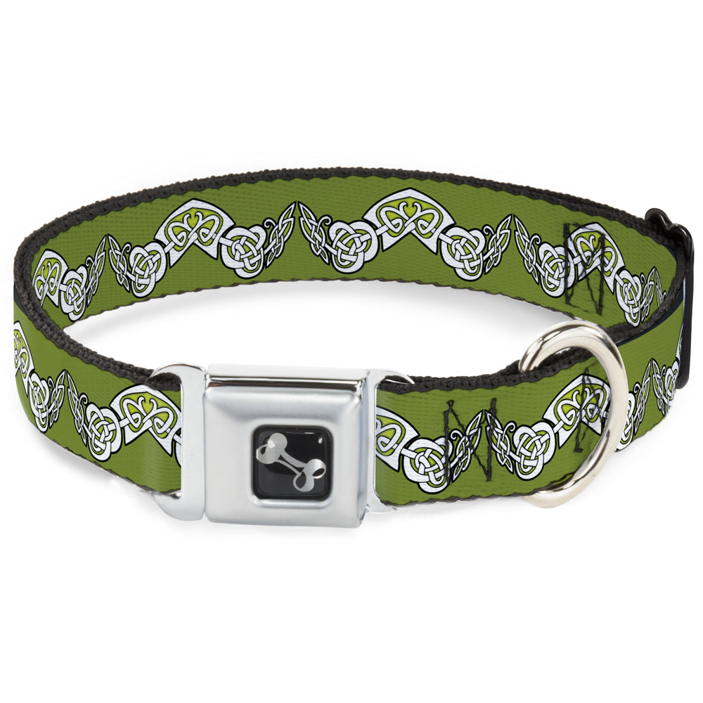 Dog Bone Seatbelt Buckle Collar - Celtic Knot3 Olives/Black/White Seatbelt Buckle Collars Buckle-Down