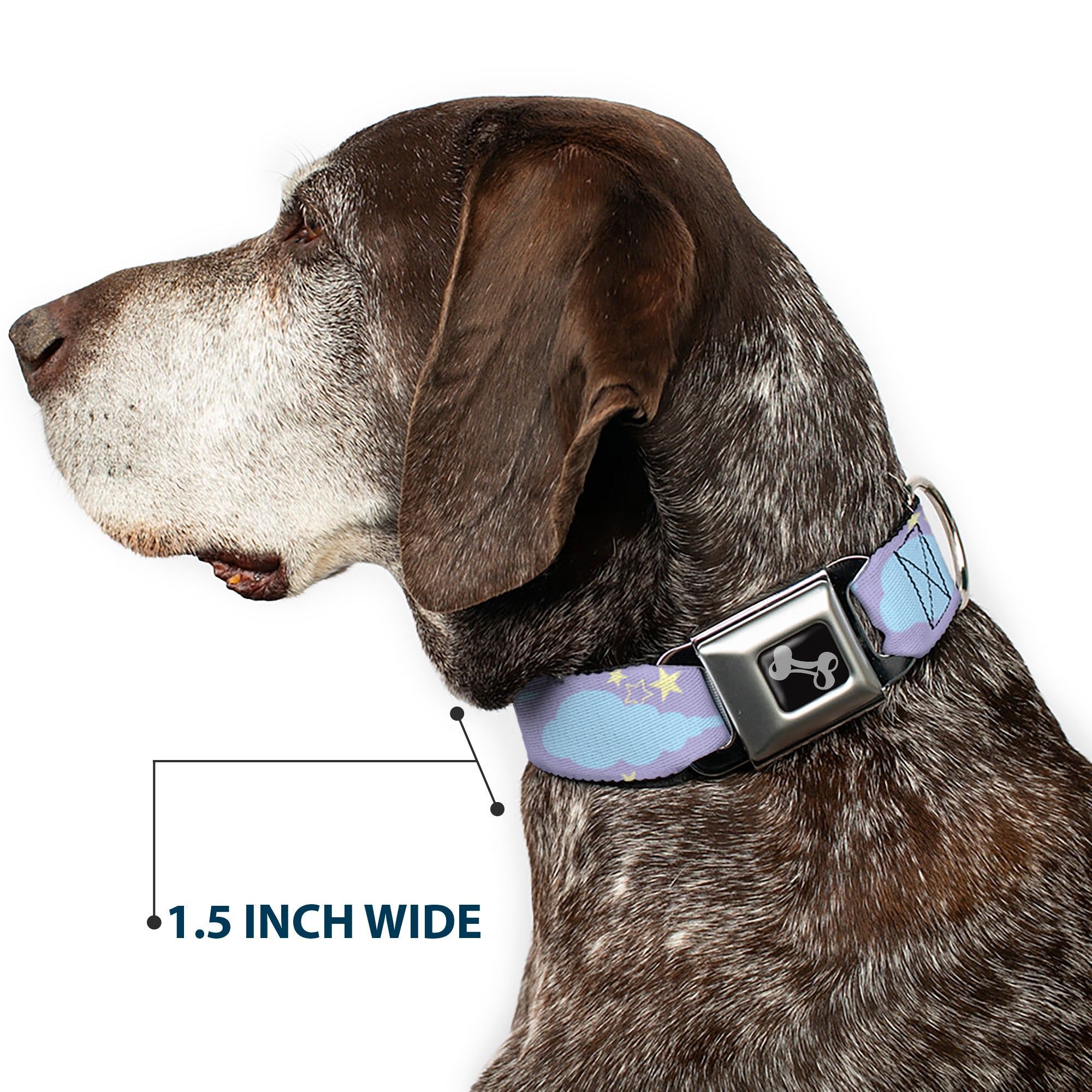 Dog Bone Seatbelt Buckle Collar - Cloudy/Starry Sky Lavender/Blue/Yellow Seatbelt Buckle Collars Buckle-Down