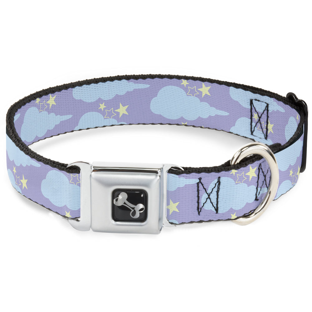 Dog Bone Seatbelt Buckle Collar - Cloudy/Starry Sky Lavender/Blue/Yellow Seatbelt Buckle Collars Buckle-Down