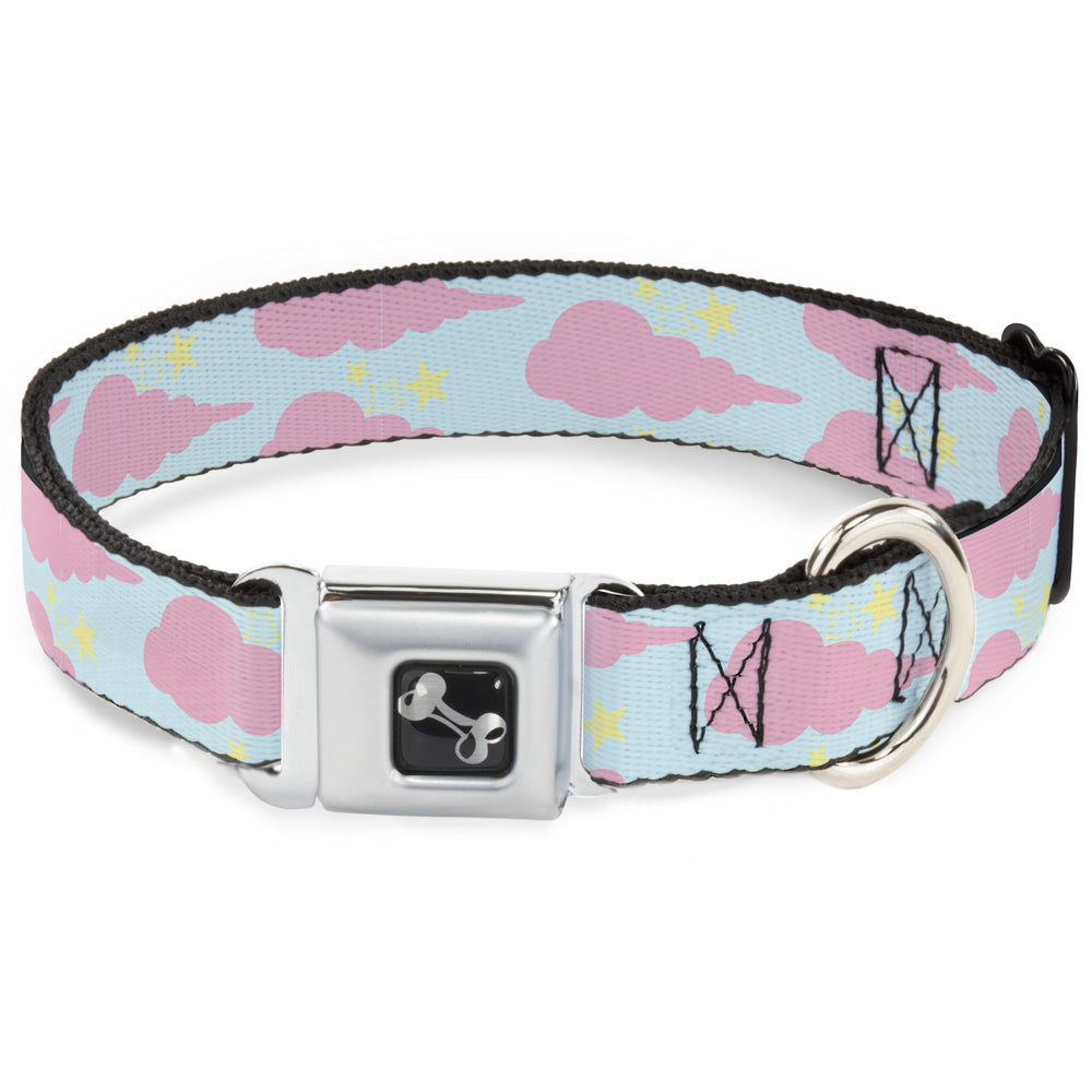 Dog Bone Seatbelt Buckle Collar - Cloudy/Starry Sky Aqua/Pink/Yellow Seatbelt Buckle Collars Buckle-Down