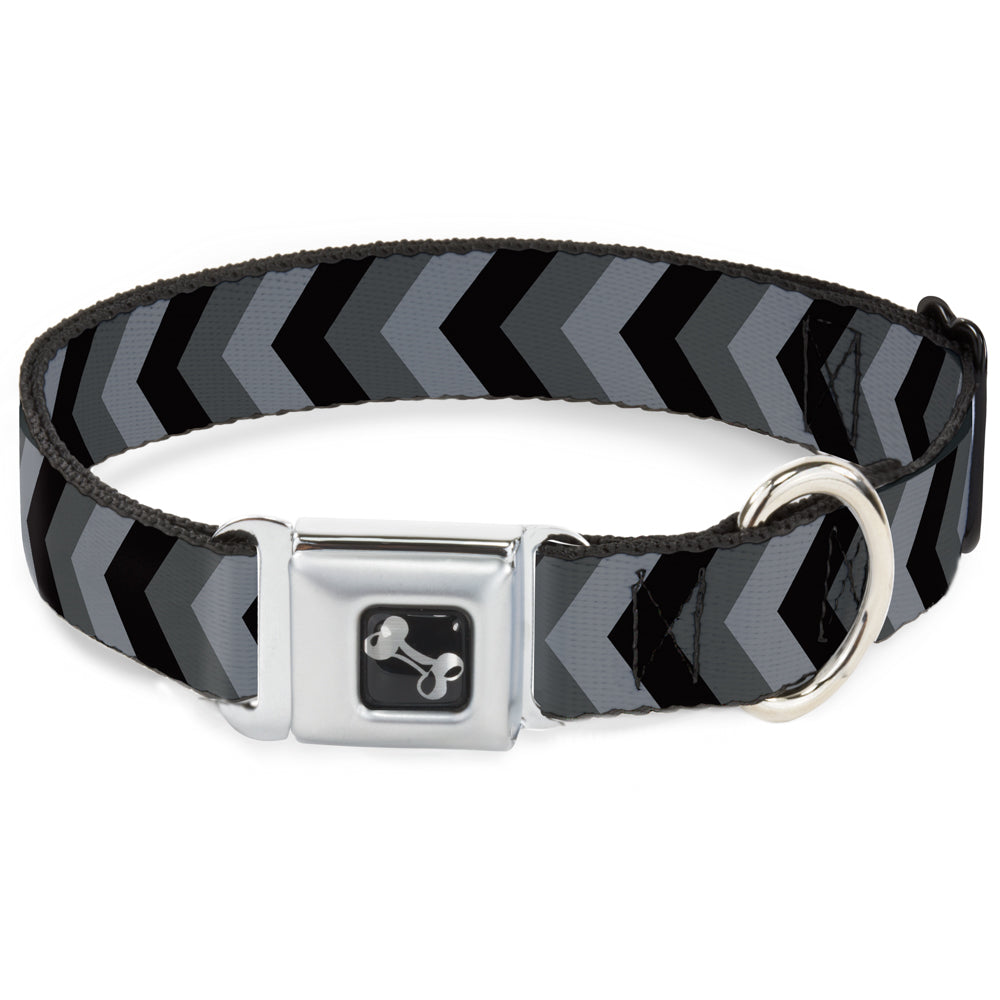 Dog Bone Seatbelt Buckle Collar - Chevron Gray/Black/Charcoal Seatbelt Buckle Collars Buckle-Down