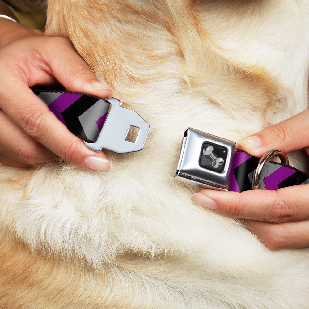 Dog Bone Seatbelt Buckle Collar - Chevron Purple/Black/Gray Seatbelt Buckle Collars Buckle-Down