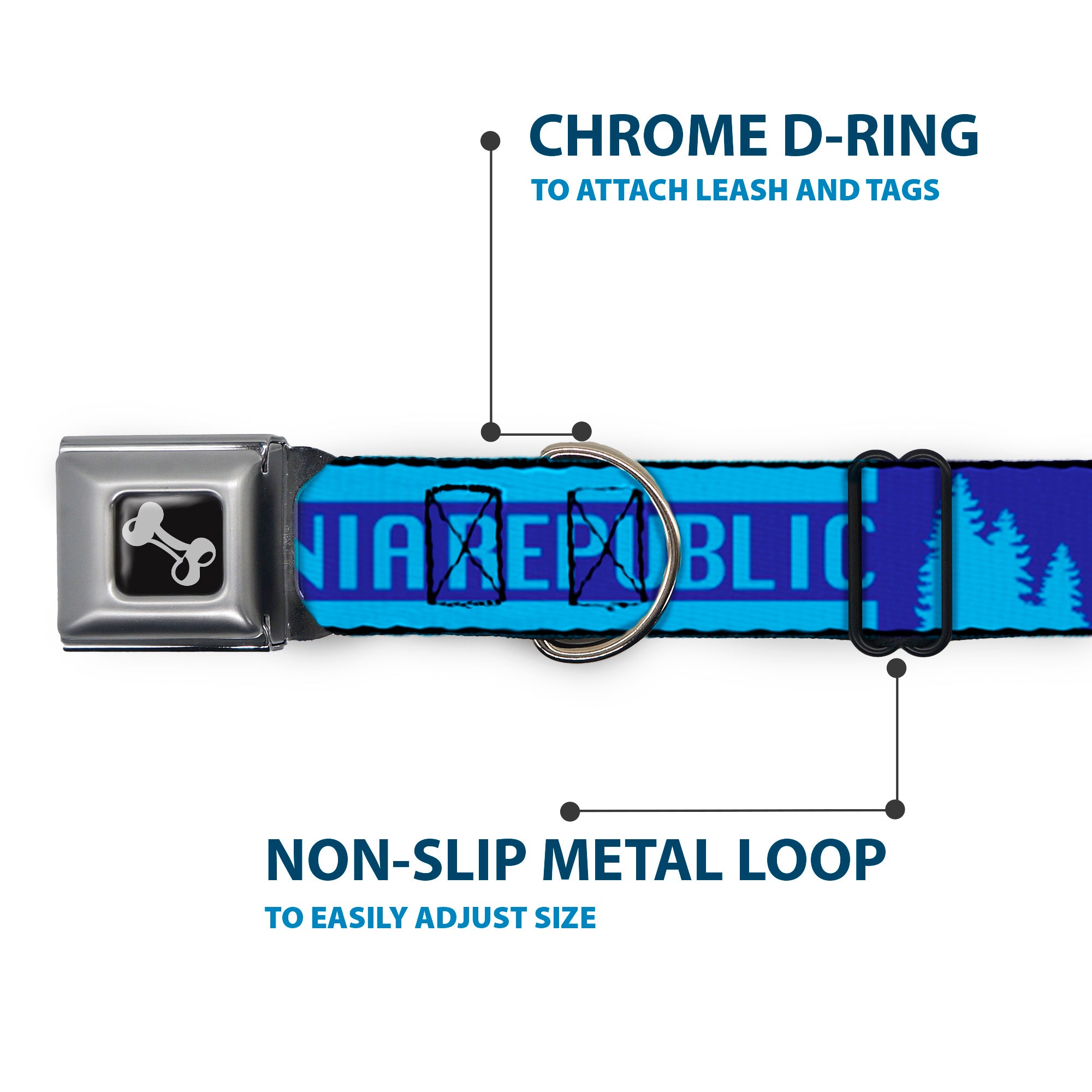 Dog Bone Seatbelt Buckle Collar - CALIFORNIA REPUBLIC/Bear/Stars Silhouette Blues Seatbelt Buckle Collars Buckle-Down