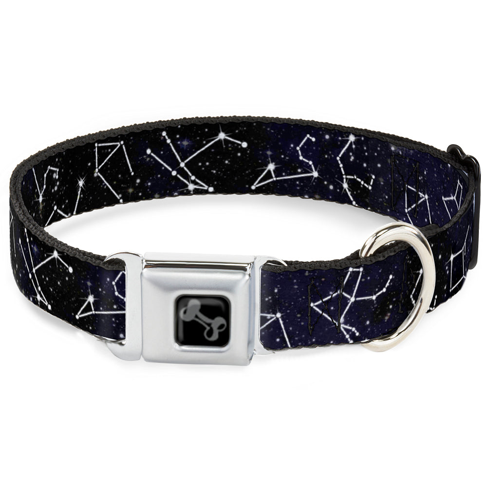 Dog Bone Black/Silver Seatbelt Buckle Collar - Constellations-14 Galaxy/White Seatbelt Buckle Collars Buckle-Down