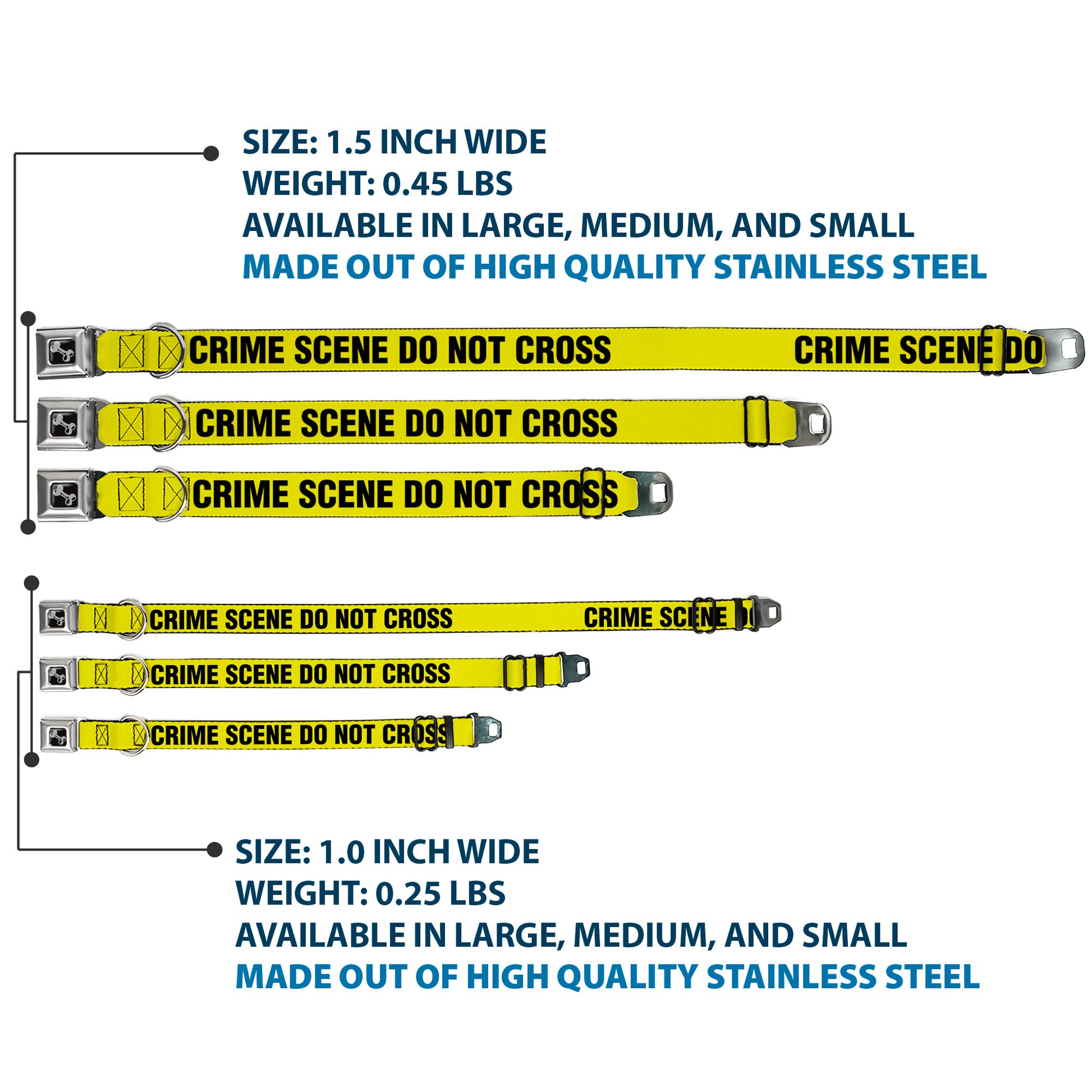 Dog Bone Seatbelt Buckle Collar - CRIME SCENE DO NOT CROSS Yellow/Black Seatbelt Buckle Collars Buckle-Down