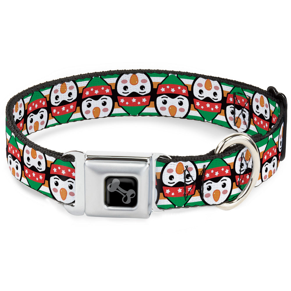 Dog Bone Black/Silver Seatbelt Buckle Collar - Christmas Penguin Flip/Stripe Green/White/Orange/Black Seatbelt Buckle Collars Buckle-Down