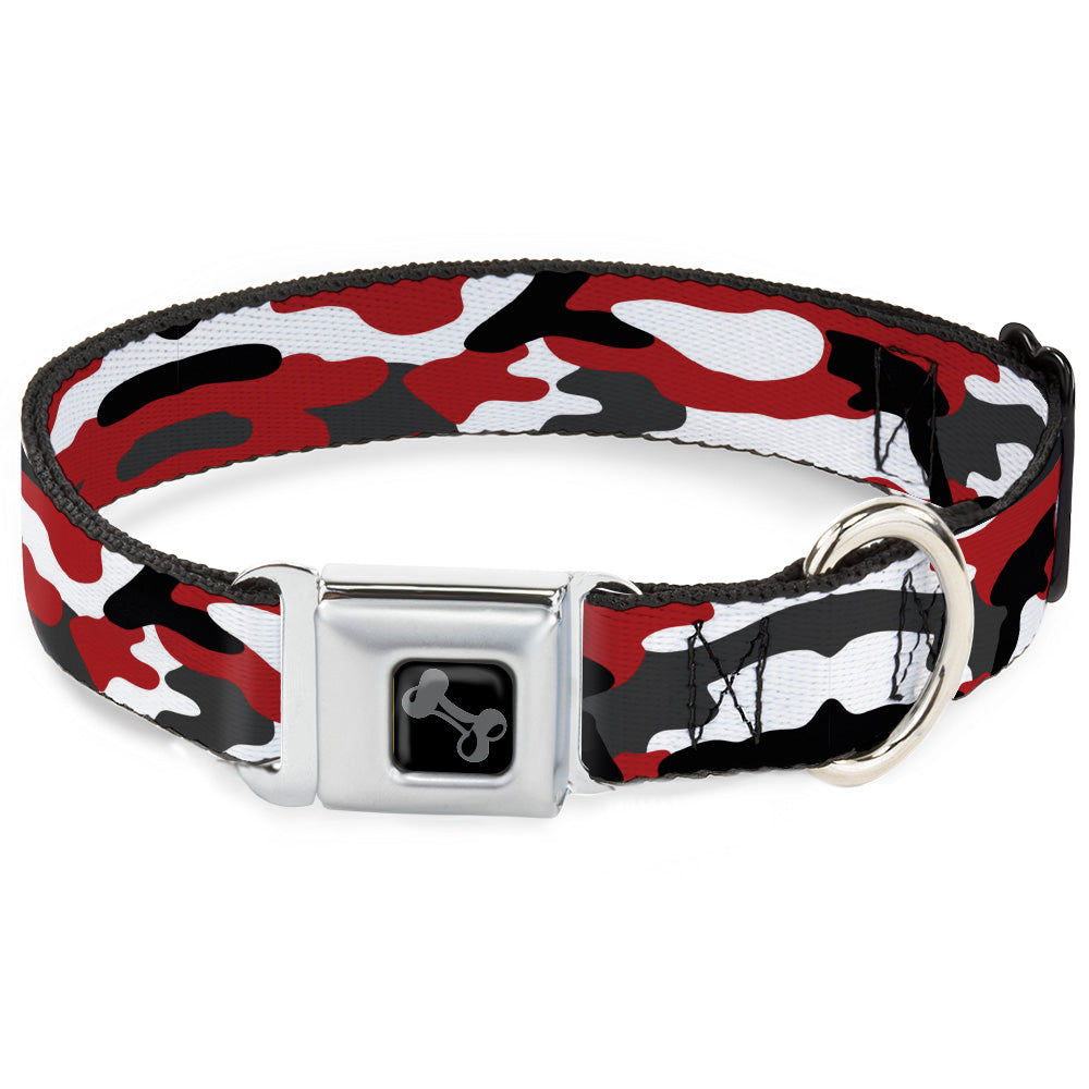 Dog Bone Black/Silver Seatbelt Buckle Collar - Camo Red/Black/Gray/White Seatbelt Buckle Collars Buckle-Down