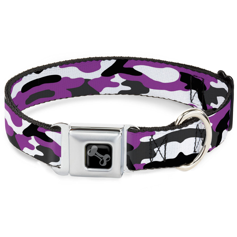Dog Bone Black/Silver Seatbelt Buckle Collar - Camo Purple/Black/Gray/White Seatbelt Buckle Collars Buckle-Down