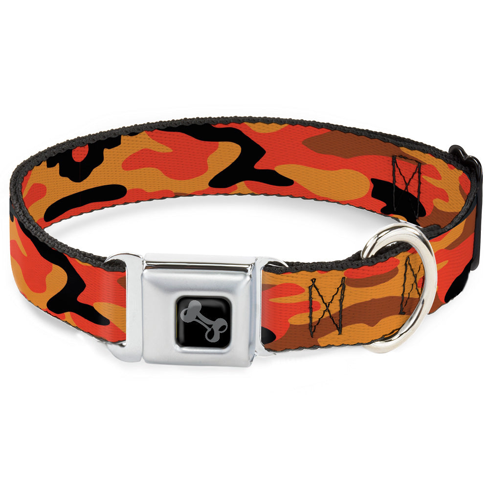Dog Bone Black/Silver Seatbelt Buckle Collar - Camo Oranges/Black Seatbelt Buckle Collars Buckle-Down