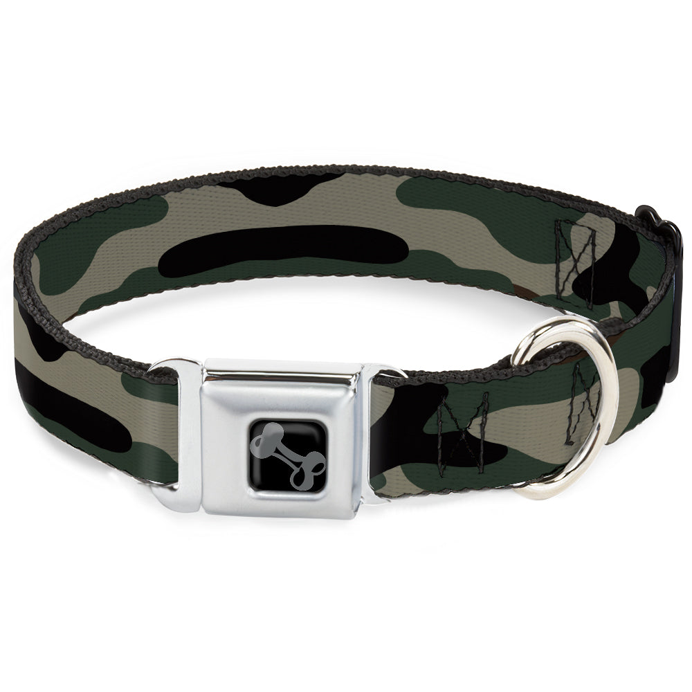 Dog Bone Black/Silver Seatbelt Buckle Collar - Camo Olive3 Seatbelt Buckle Collars Buckle-Down