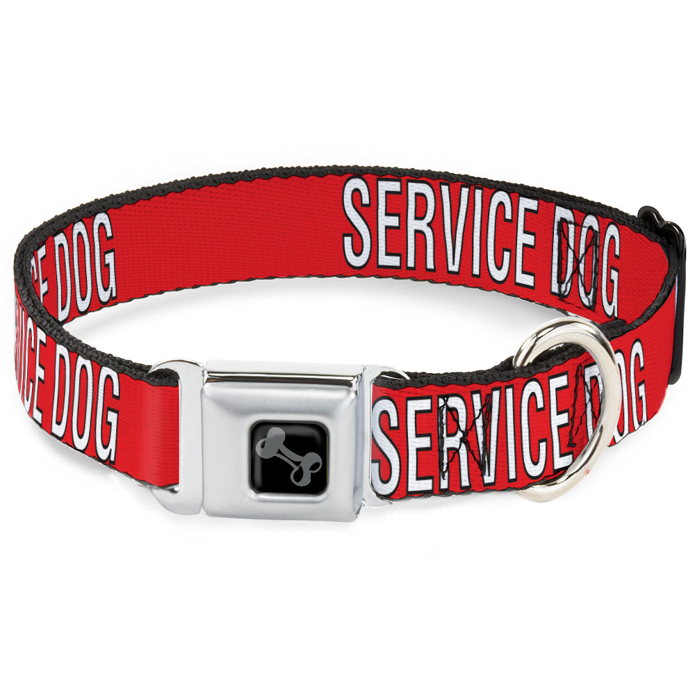 Dog Bone Black/Silver Seatbelt Buckle Collar - SERVICE DOG Red/Black/White Seatbelt Buckle Collars Buckle-Down