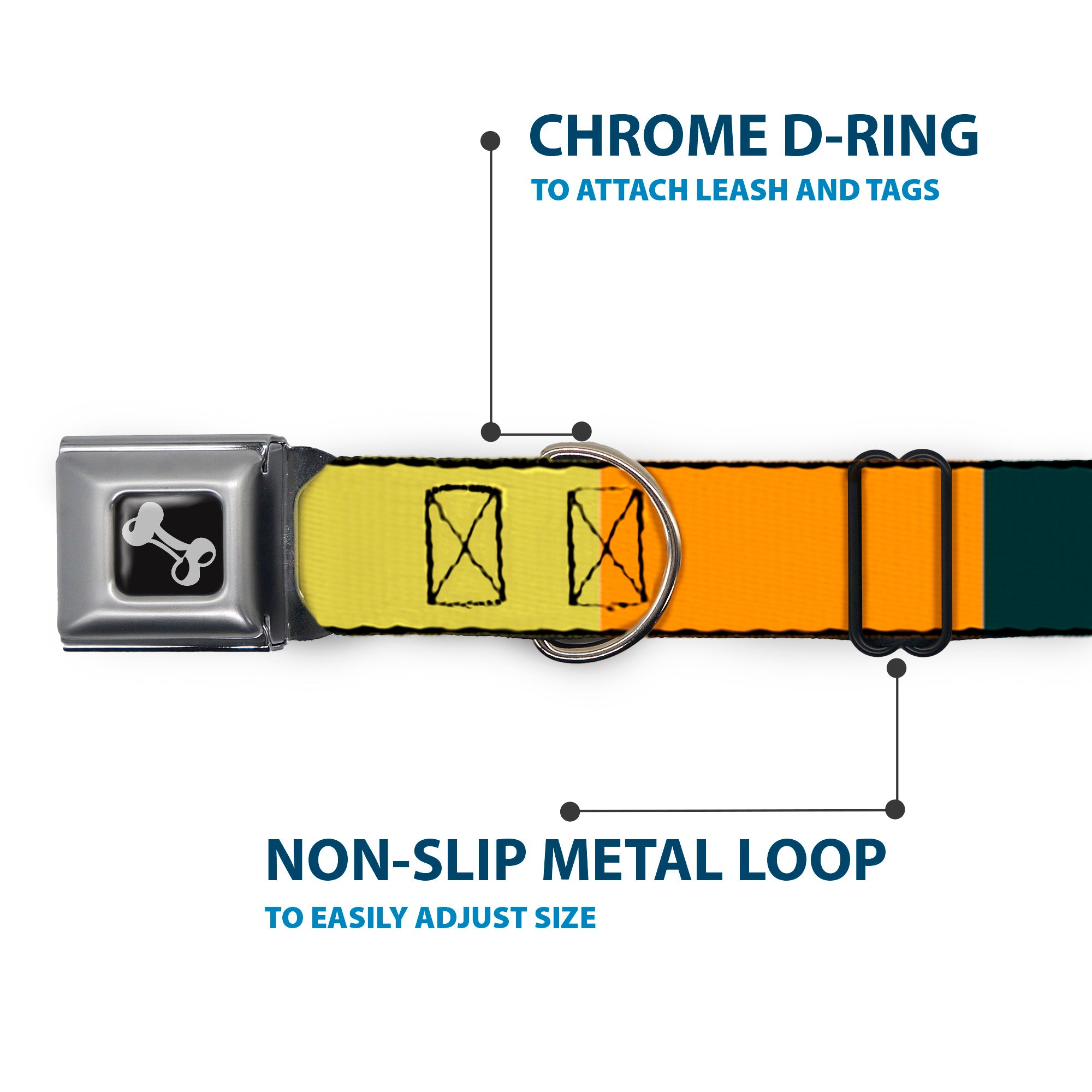 Dog Bone Black/Silver Seatbelt Buckle Collar - Summer Essentials Color Block 1 Seatbelt Buckle Collars Buckle-Down