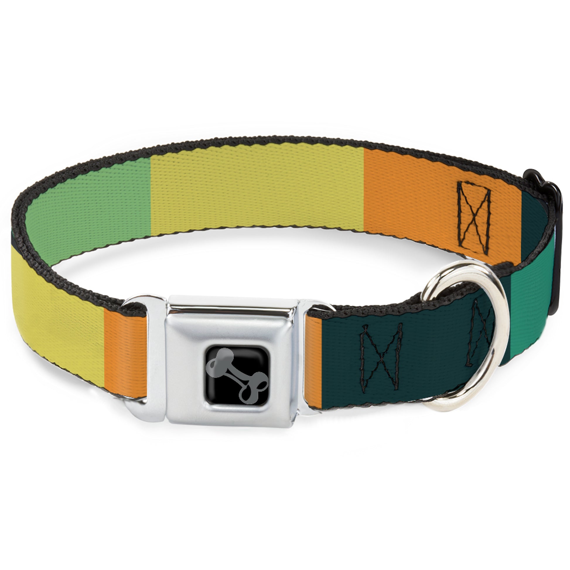 Dog Bone Black/Silver Seatbelt Buckle Collar - Summer Essentials Color Block 1 Seatbelt Buckle Collars Buckle-Down