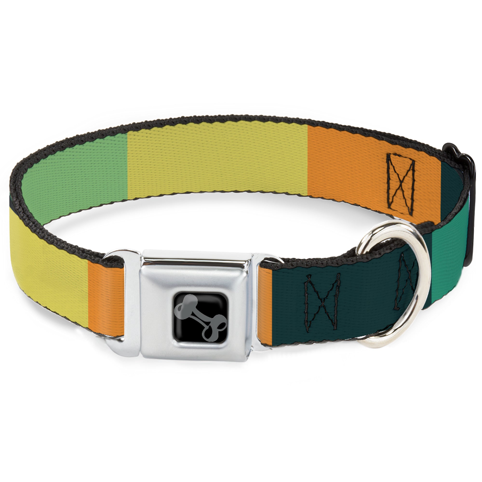 Dog Bone Black/Silver Seatbelt Buckle Collar - Summer Essentials Color Block 1 Seatbelt Buckle Collars Buckle-Down