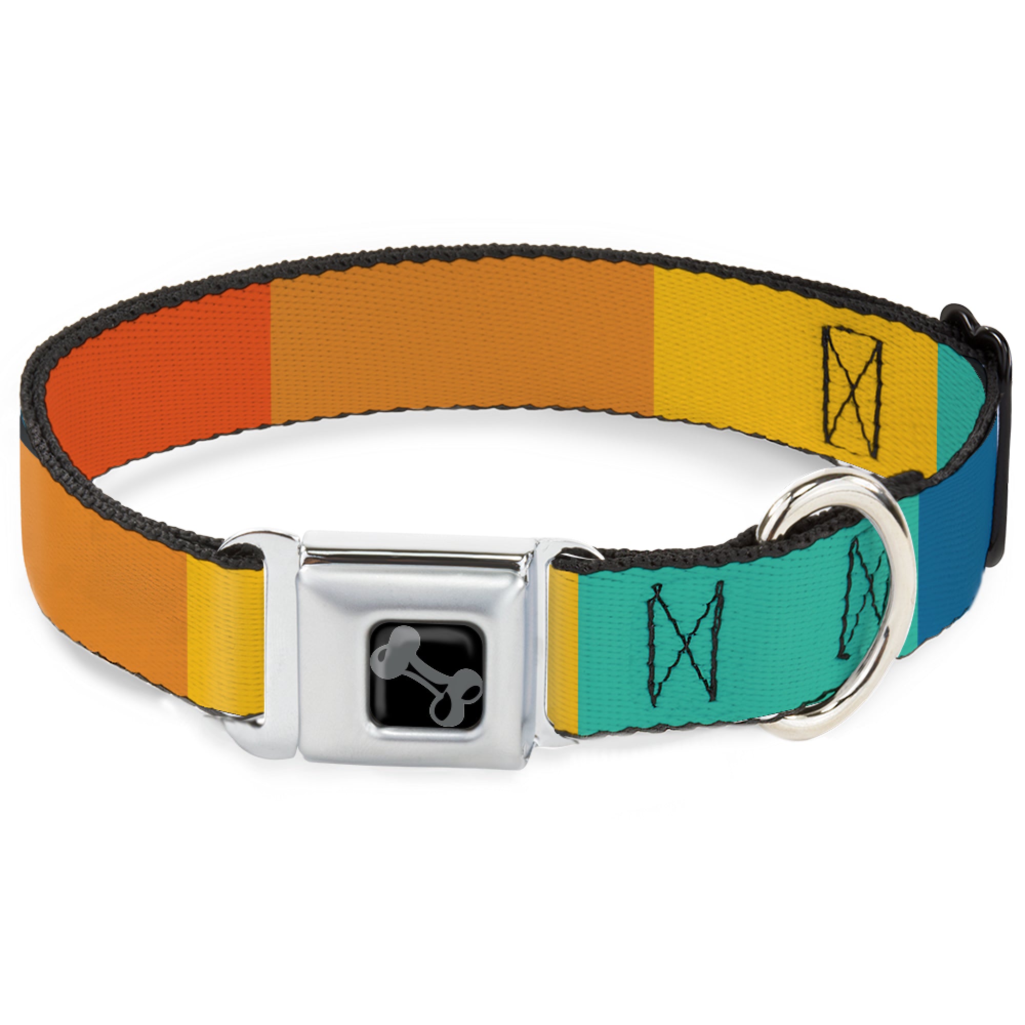 Dog Bone Black/Silver Seatbelt Buckle Collar - Summer Essentials Color Block 2 Seatbelt Buckle Collars Buckle-Down