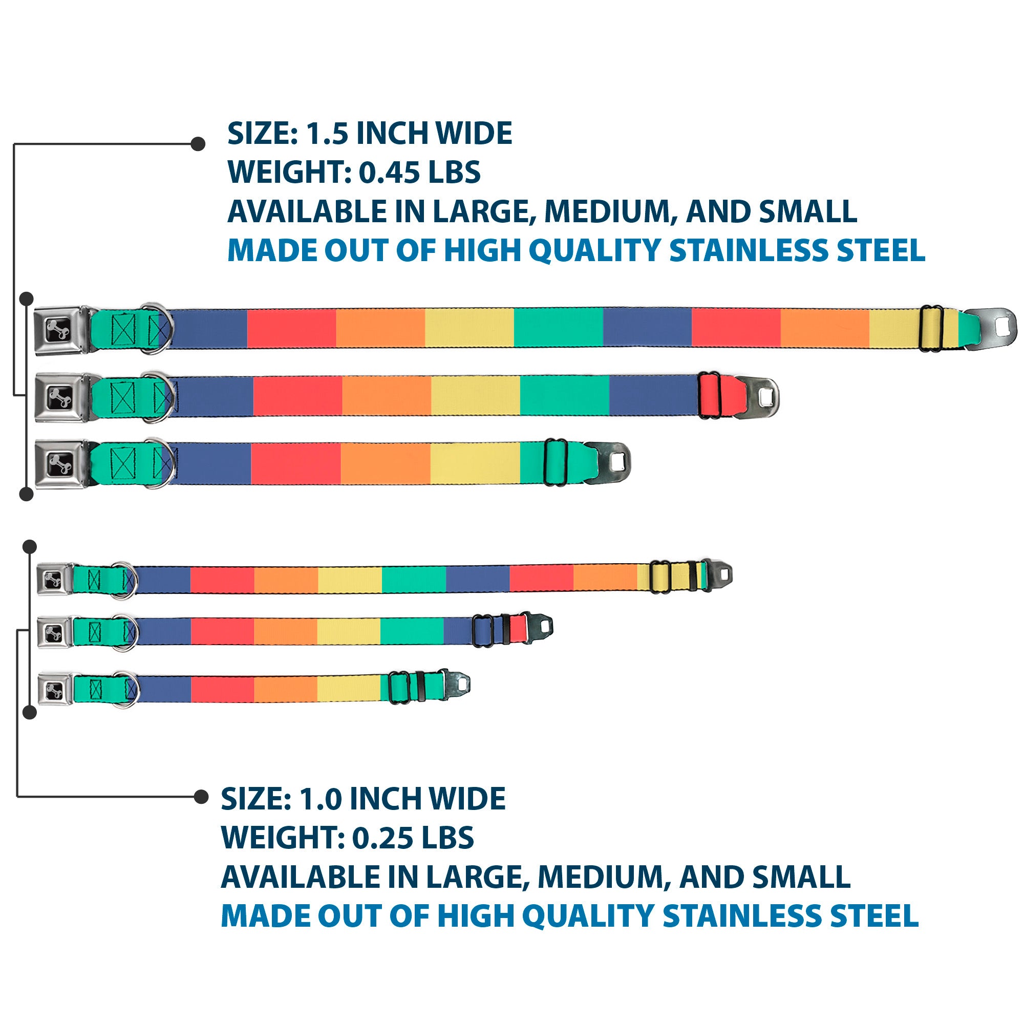 Dog Bone Black/Silver Seatbelt Buckle Collar - Summer Essentials Color Block 3 Seatbelt Buckle Collars Buckle-Down