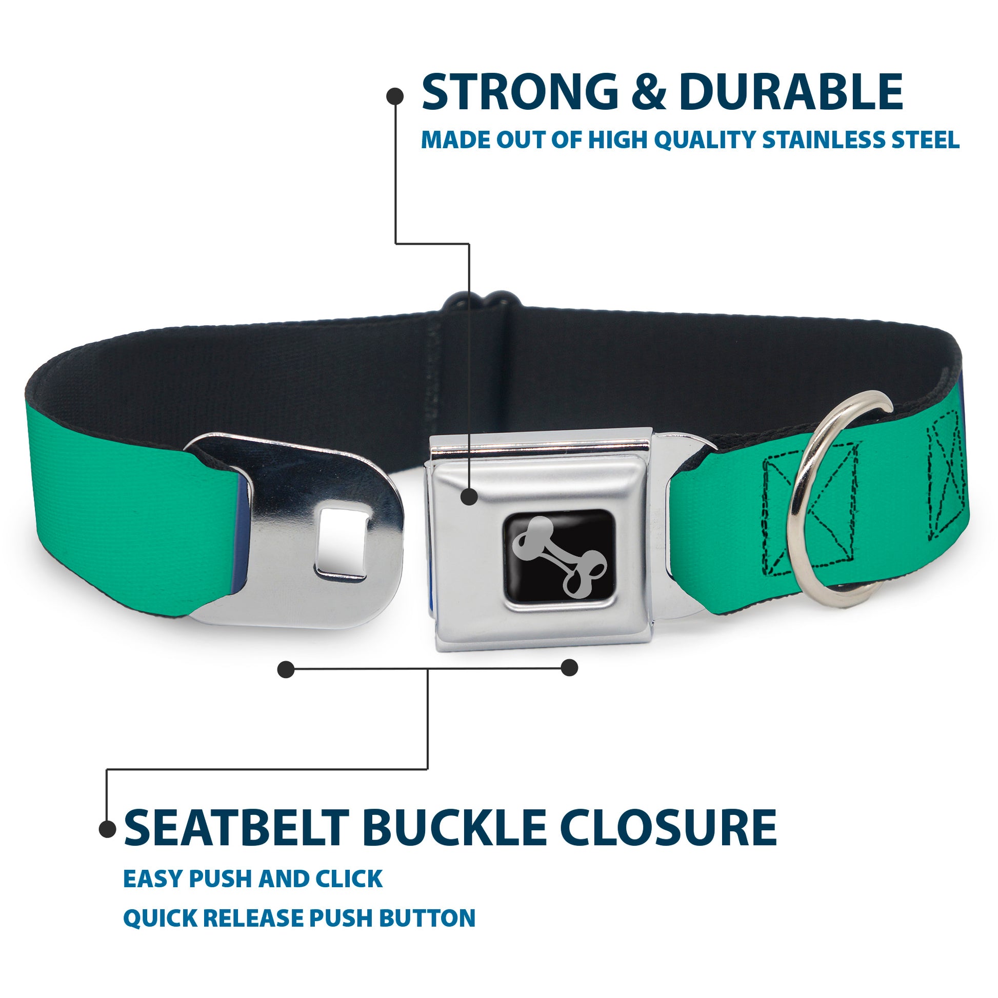 Dog Bone Black/Silver Seatbelt Buckle Collar - Summer Essentials Color Block 3 Seatbelt Buckle Collars Buckle-Down