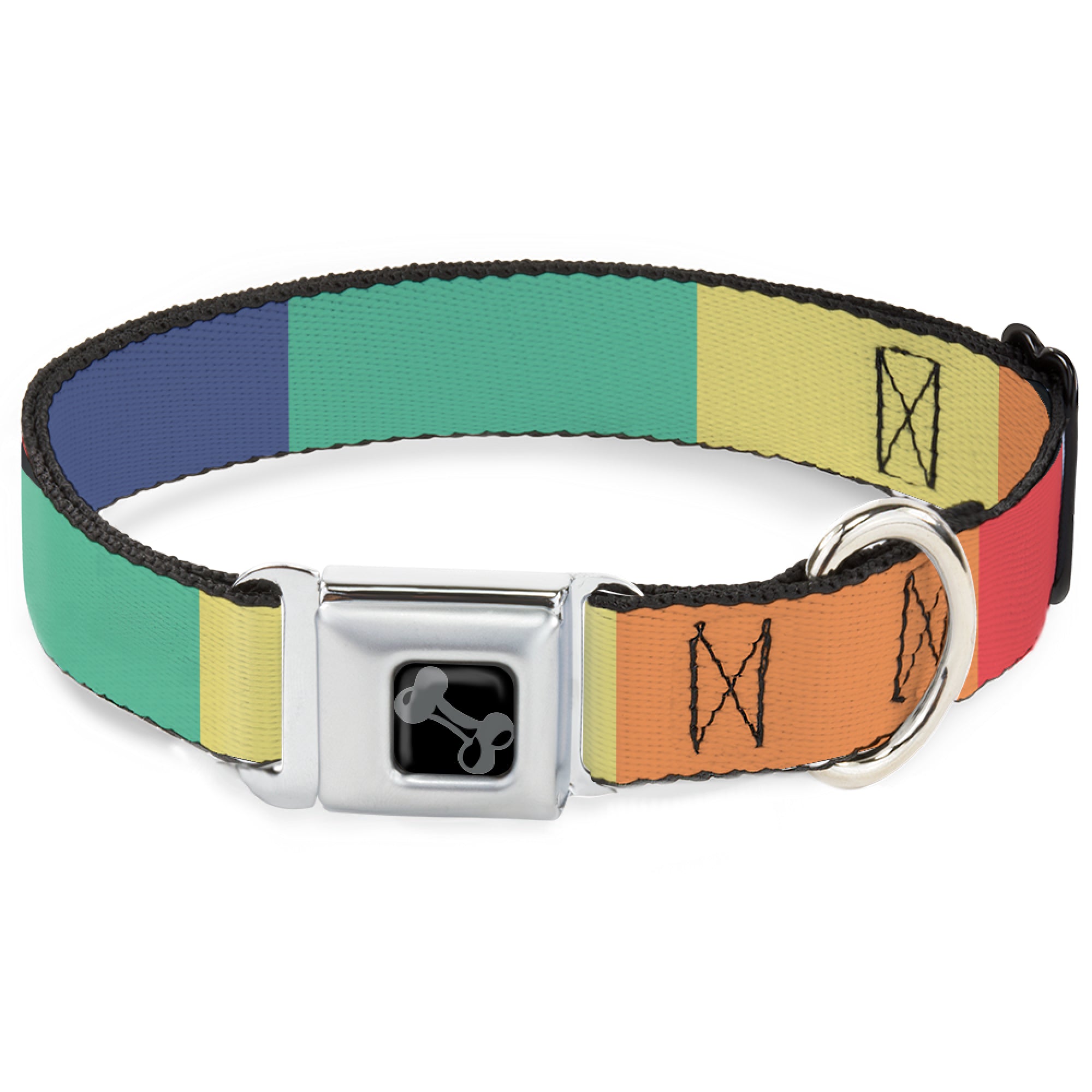 Dog Bone Black/Silver Seatbelt Buckle Collar - Summer Essentials Color Block 3 Seatbelt Buckle Collars Buckle-Down