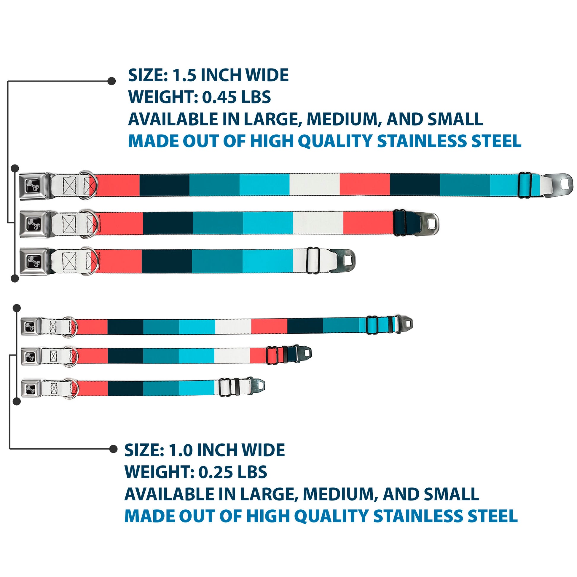 Dog Bone Black/Silver Seatbelt Buckle Collar - Summer Essentials Color Block 4 Seatbelt Buckle Collars Buckle-Down