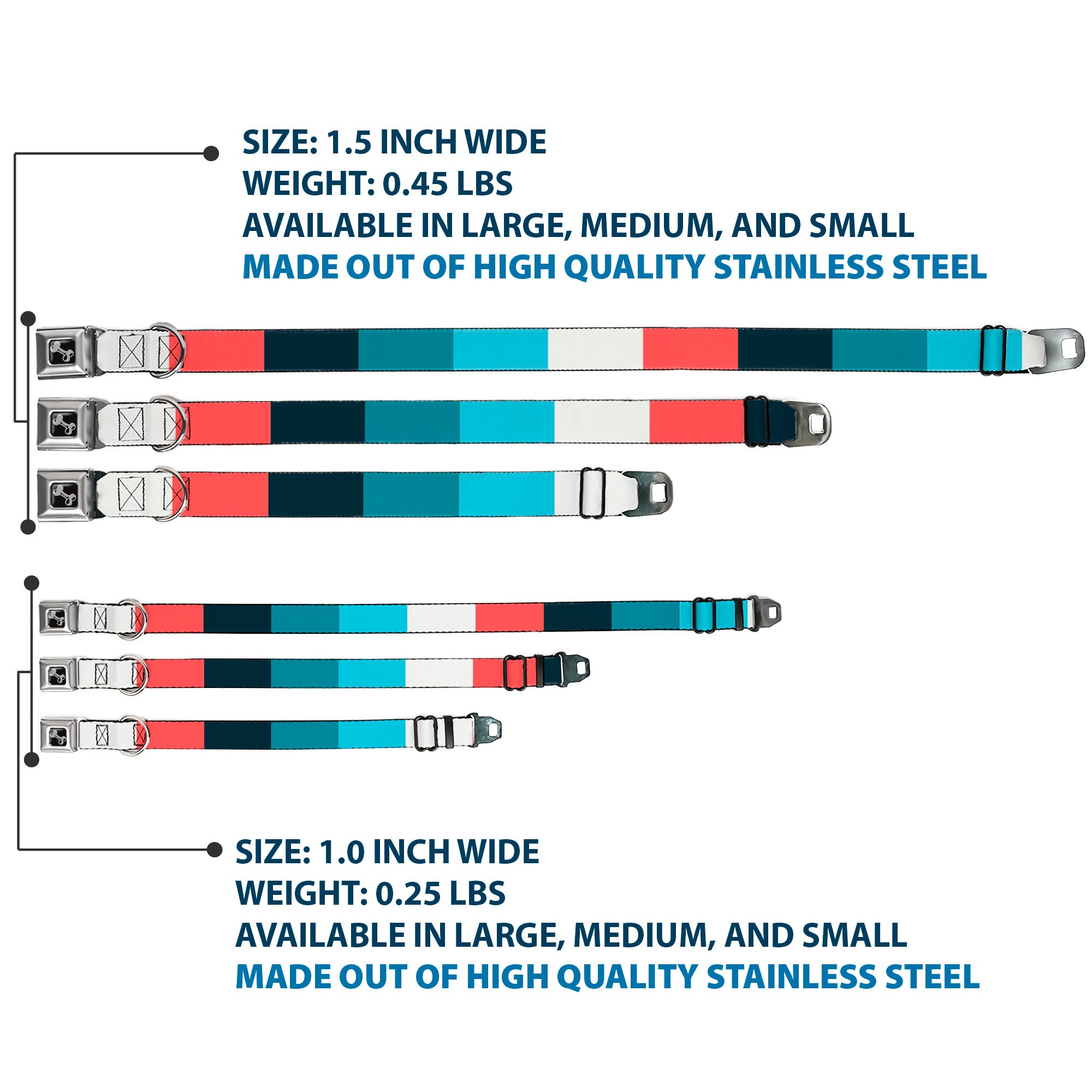 Dog Bone Black/Silver Seatbelt Buckle Collar - Summer Essentials Color Block 4 Seatbelt Buckle Collars Buckle-Down