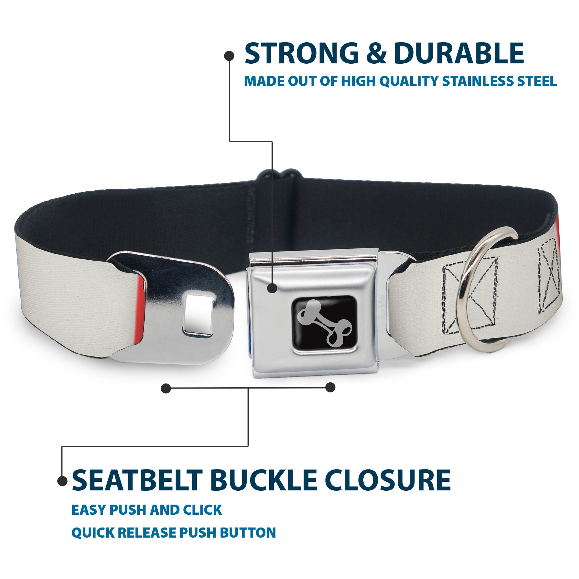 Dog Bone Black/Silver Seatbelt Buckle Collar - Summer Essentials Color Block 4 Seatbelt Buckle Collars Buckle-Down