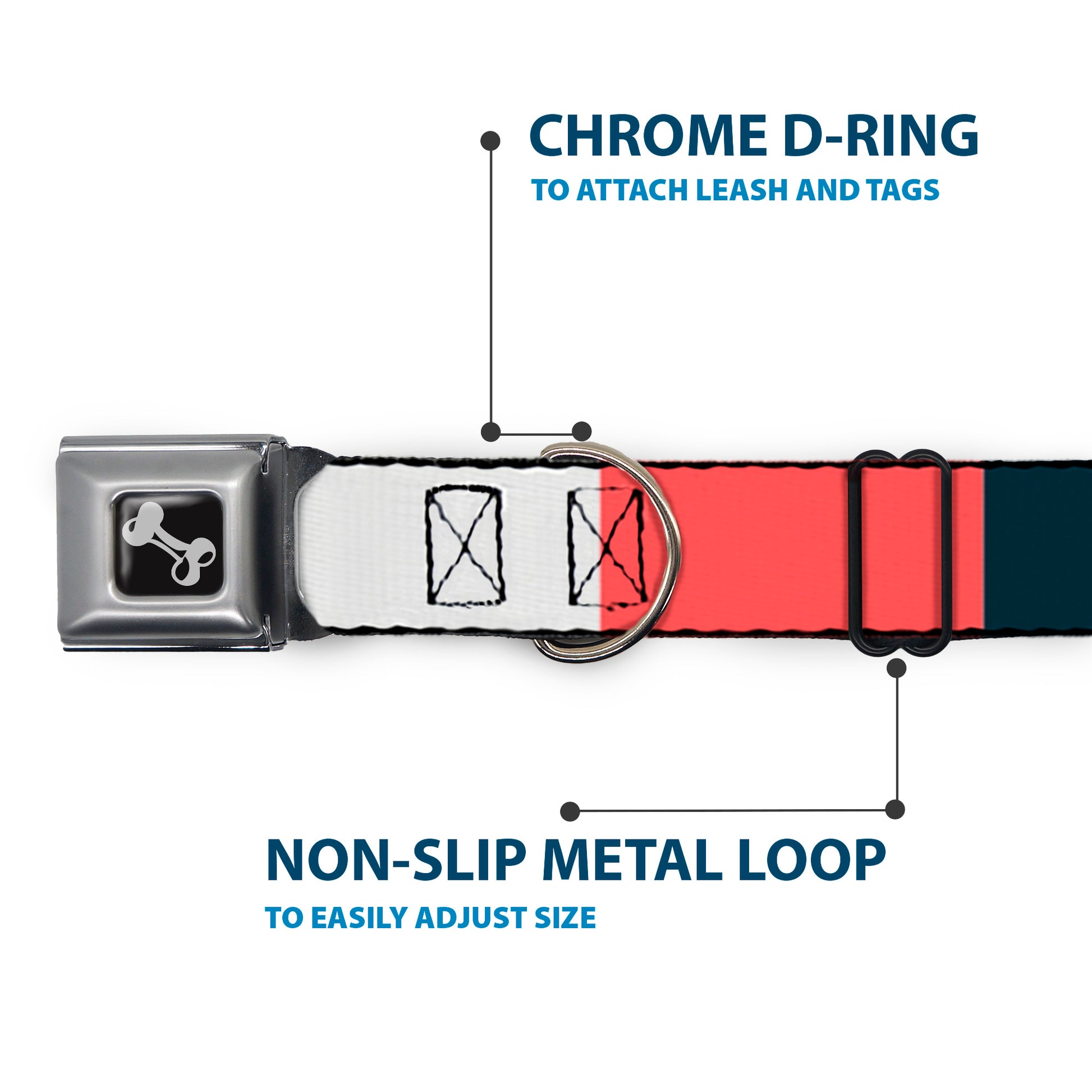 Dog Bone Black/Silver Seatbelt Buckle Collar - Summer Essentials Color Block 4 Seatbelt Buckle Collars Buckle-Down