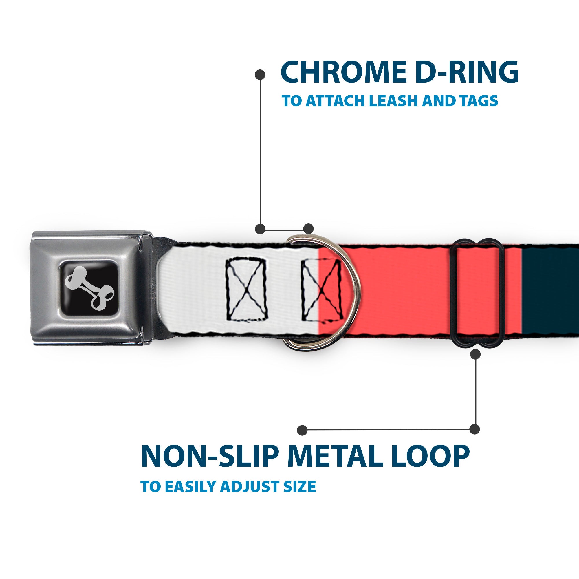 Dog Bone Black/Silver Seatbelt Buckle Collar - Summer Essentials Color Block 4 Seatbelt Buckle Collars Buckle-Down