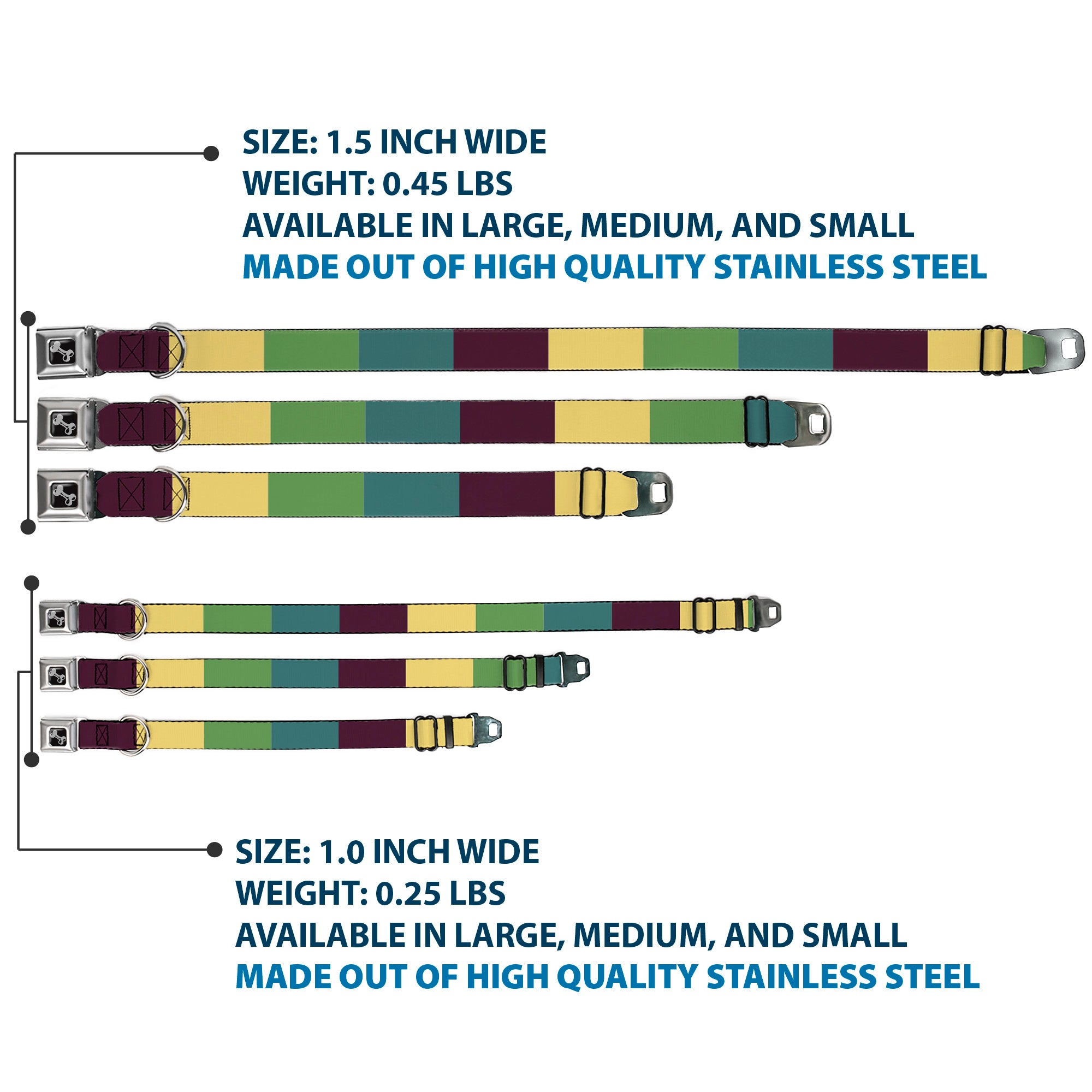 Dog Bone Black/Silver Seatbelt Buckle Collar - Summer Essentials Color Block 5 Seatbelt Buckle Collars Buckle-Down