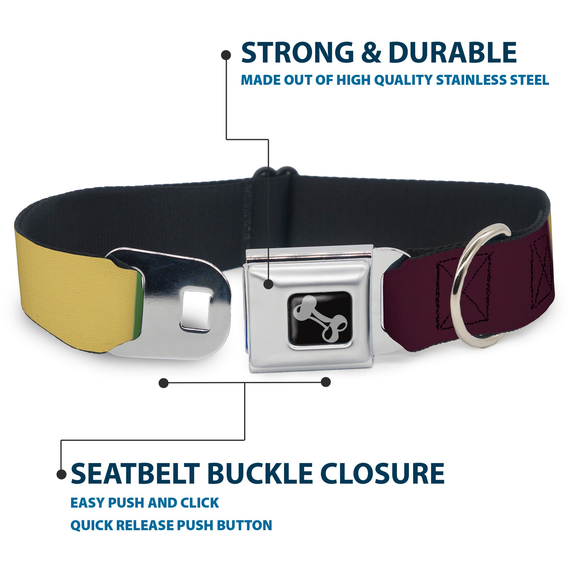 Dog Bone Black/Silver Seatbelt Buckle Collar - Summer Essentials Color Block 5 Seatbelt Buckle Collars Buckle-Down